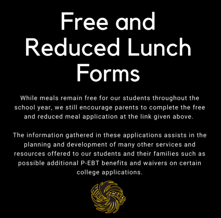 Please apply for free and reduced lunch using the linked form. You may be eligible for other benefits.
